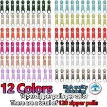 120pcs Vibrant Zinc Alloy Zipper Pulls - Sturdy Metal Slider Tabs For DIY Jewelry Making & Crafts