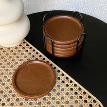 1/3/6pcs Japanese Style Bamboo Coasters, Wooden Heat Insulation Cup Mats, Tea Cup Pads, Round Tea Tray, Heat Insulation Pads, Zen Wooden Mats - Multicolor - View 7