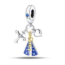 1 Unidade Colar Pingente de Prata Esterlina 925 Criativo DIY: De Anjos Inocentes a Símbolos Misteriosos, Decorar Estilo Exclusivo, Design de Nicho! Interpretando Engenhosidade Única em Prata e Azul, Cada Peça Tem Uma História Única, Fazendo Joias Exquisitas e DIY Seus Próprios Encantos...