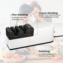 Electric Cutter Sharpener Electric Blade Sharpener Multifunctional Scissor Blade Sharpener Minimalist Electric Cutter Blade Sharpener Cutter Sharpener For Kitchen Cooking - White - View 5
