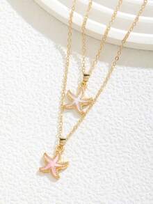 1 Pc Delicate Fashion Starfish Charm Necklace For Girls, Cute Streetwear Accessory Gift For Daily Life, Suitable For Friends - Multicolor - View 3