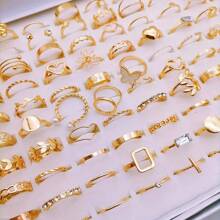 Set de 30 piezas/Paquete de anillos de aleación y perlas de imitación de lujo, estilos variados elegantes y surtidos, adecuados para fiestas y uso diario, joyería de moda, mejor regalo, envío aleatorio
