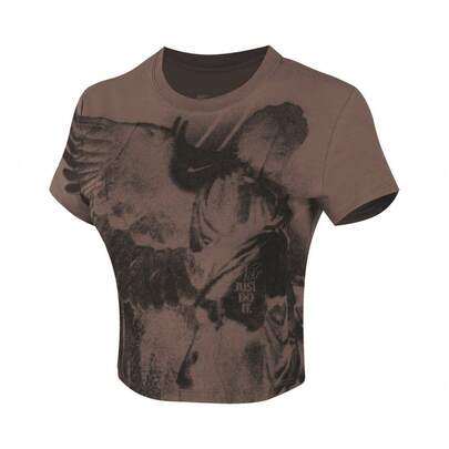 Nike 女款 AS W NSW NK CHLL KNT CRP TEE O 短袖针织圆领 T 恤，THV5001-214