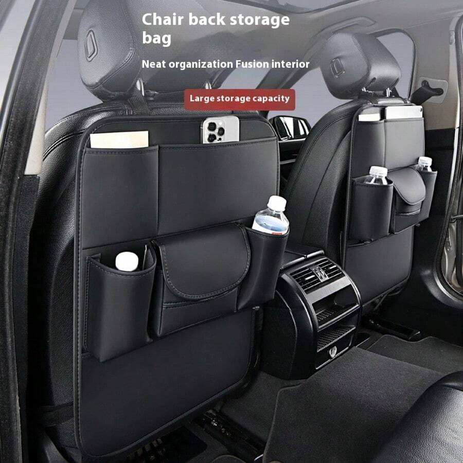 Car Seat Back Organizer, Car Seat Back Storage Bag, Leather Seat Storage Bag, Multi-Function Car Tissue Box, Hanging Car Storage Bag - Back Storage Pocket - View 1
