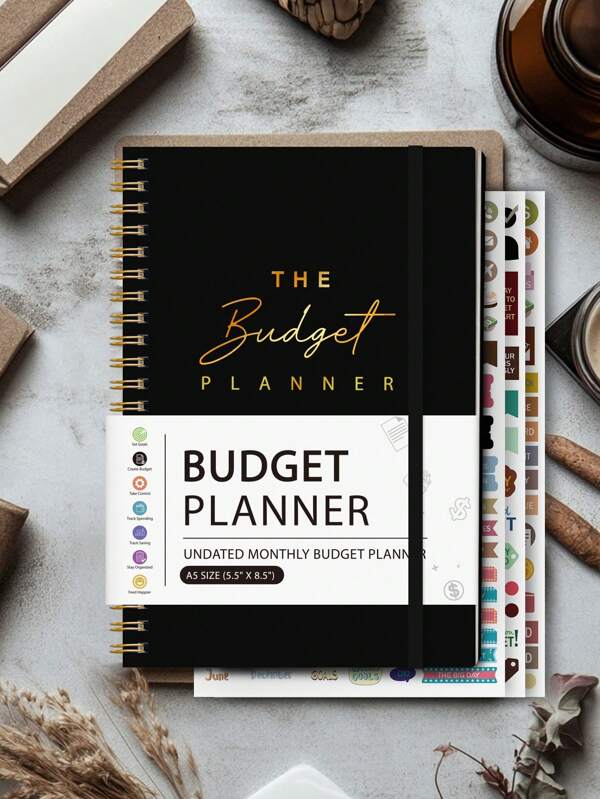 1pc Monthly Budget Planner, 112 Sheets Simple ADHD Budeget Planner With Saving & Debt Tracker, Spending Chart View And Transparent Pocket, Easy Saving Money, Office & School Supplies, Office Supplies Halloween Christmas Gifts For Women