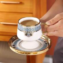 6pcs/Set Retro Italian Style High-Grade Espresso Cup & Saucer Set, Ceramic Thickened Espresso Cup 90ml/3oz