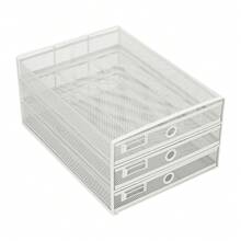 OUKANING 3 Fächer Weiß Kohlenstoffstahl Dreifach-Schreibtisch-Ordnerhalter für Dokumente - Weiss - Übersicht 6