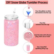 16 Oz Plastic Snowglobe Tumbler, 6 Pack Pre-Drilled Double Wall Plastic Clear Cup For Glitter Snow Globe Diy, Double Wall Snowglobe Cup With Clear Lid - 16oz Trong suốt - Xem 8
