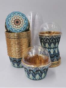 Cakegiugiu Set , 50/100pcs Disposable Paper Baking Cups, Disposable Cupcake Cups With Lids, Heat Resistant Glossy Cupcake Liners, Muffin Cups - C - View 13