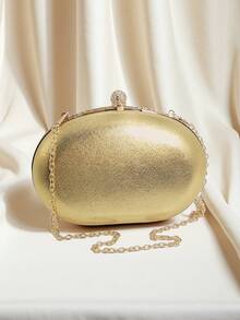 1pc Shiny Silver Rhinestone Decor Elegant Clutch Bag, Luxury Party Wedding Purse With Metal Chain For Women, Sophisticated Formal Occasion Evening Bag Suitable For Weddings, Parties And Galas, Perfect Gift For Ladies