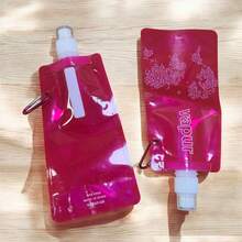 KIT 2 PIECES Foldable, Flexible And Reusable Squeeze Water Bottle - PINK - View 2