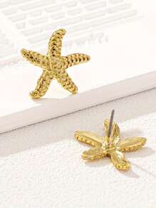 1pc Minimalist Beach Style Starfish Earrings, Suitable For Women To Wear For Daily And Beach Vacation