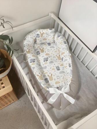 1 Cama antipresión neonatal | Nido de bebé bionico protector de 360°, cesta de dormir portátil desmontable y lavable, forro reforzado, equipada con almohada, adecuada para uso en casa, hotel y exteriores.