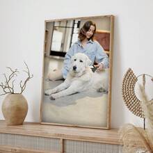 1 pieza, Foto personalizada, Marco de madera de plexiglás pulido, Retrato de mascotas personalizado en lienzo, Un regalo único para amantes de las mascotas, Perfecto para familias, parejas, recuerdos de mascotas y un regalo perfecto para aniversarios