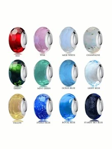 1pc Original Handmade Murano Glass Charm, Authentic Murano Glass Charms For Bracelets, Murano Faceted Charms, Handmade Diy Bead Charms, Jewellery Gifts For Women - Faceted - View 3