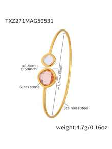 1pc Faceted Czech Glass Bangle Bracelet, Minimalist Luxury Stainless Steel Simple Ring Jewelry Bracelet For Women, Summer Accessories