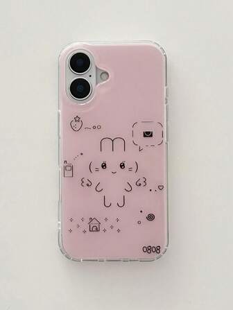 1 件简约兔子线条艺术设计手机壳，可爱时尚，适用于 16 Pro Max/15/14/13/12/11