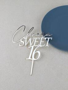 Personalized Name Sweet 16 Cake Topper Birthday Name And Age Sweet Sixteen 16th Birthday Cake Topper,Brunch-Ready - Multicolor - View 9