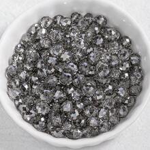 200/300颗/6毫米/8毫米闪光玻璃水晶扁圆形多钻珠，适用于项链耳环和DIY工艺品珠宝制作