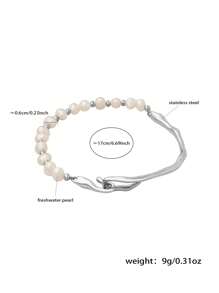 MiDuoDuo 1 Stück MiDuoDuo Mode elegante quadratische Anhänger Halskette mit natürlicher Süßwasserperle Armband, hochwertiges Geschenk für Frauen