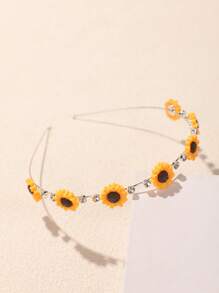 1 pièce Serre-tête floral minimaliste, accessoire de coiffure avec clip à fleurs décoré de strass, doux et girly