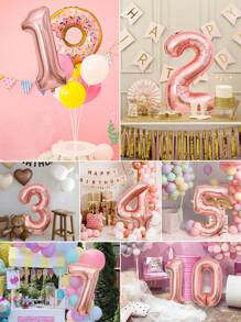 1pc Extra Large 40-Inch Rose Gold Foil Number Balloon, Birthday Party Anniversary Decorations