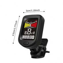 1 Stück, Clip-On chromatischer Stimmgerät mit 360° drehbarem Farbdisplay, für Gitarre, Bass, Ukulele, Violine - tragbar, einfach zu bedienen, batteriebetriebenes Instrumentenzubehör