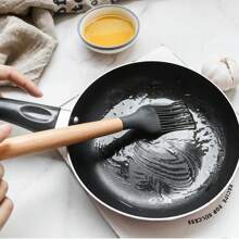 12 Stücke Silikon Kochutensilien Set, hitzebeständiges Pfannenwender Set mit Holzgriffen, für Backen, Kochen und Mixen, beste kleine Küchenhelfer, mit Halterung, Küchenhelfer