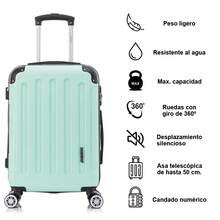 ABS Cabin Suitcase 55x40x20cm (40L) - Small Trolley Hand Luggage - 4 Double 360° Spinner Wheels - Hand Luggage | Heavy Duty | Durable | With Telescopic Handle | Ideal For Business Travel & Vacation | For Men & Women - Yellow/Navy/Black/Silver/Red/Pink/Rose Gold/Turquoise/Mint/Purple/Green - 薄荷綠 - 查看 2