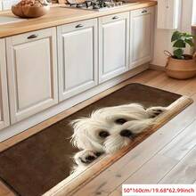 1 件装装饰地垫，设计迷人，带有一只毛茸茸的白色小狗，适合入口、客厅、卧室、餐厅、走廊、洗衣房、厨房、阳台作为室内入口地毯，现代涤纶矩形防滑吸水地毯门垫 - 室内四季家居装饰、浴室地毯、浴室地毯、门垫 - 彩色 - 查看 15