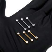 1 PIEZA Barra de perforación de titanio de 14G para pezón con escudo de pezón de cristal de zirconia con rosca interna, joyería de perforación de 12/14/16 mm