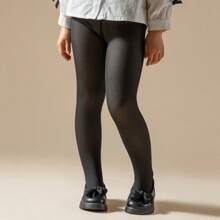 1 par de 200g Medias negras acolchadas y gruesas para niños, medias de baile gruesas de invierno para bebés, pantalones de fondo