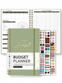 1本月度预算计划表，112页，简易版ADHD预算计划表，带储蓄和债务追踪器、支出图表视图和透明口袋，轻松省钱，办公学习用品，女性办公用品礼品 - 綠色 - 查看 10