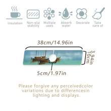 Faucet Mat, Mother-Of-Pearl & Ocean Design Faucet Splash Guard, Adds Texture To Space, Bathroom Faucet Anti-Splash Mat, Anti-Moisture Anti-Slip Faucet Mat, Kitchen Countertop Accessory, Kitchen & Dining Table Accessory, Sink Drainage Mat, Anti-Moisture Absorbent Mat, Absorbent Drainage Mat For Dishes, Multi-Function Absorbent Anti-Slip Mat