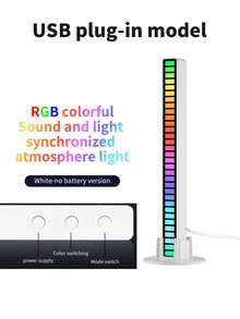 1pc RGB Sound Activated Rhythm Lamp, Car Atmosphere Lamp, Multicolor Music Sync Decorative Lamp With Multiple Modes, Desktop Sound Sensor LED Light, For Gaming, Party - Đèn đón - Xem 14