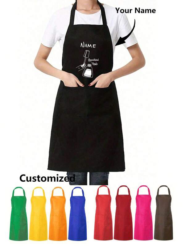 Personalisierte schwarze Kochschürze, moderne öldichte Polyesterschürze, schwarze Küchenschürze, Polyesterschürze für Garten, Küche und Hausarbeit, perfekte Wahl für Zuhause, Restaurant und Küche