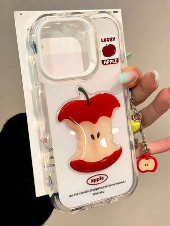 新款韩国可爱 3D Apple Core 挂绳手机壳适用于 17/16 Pro Max/15 Pro，全覆盖适用于 14/14 Pro、13/12/11，防摔保护套