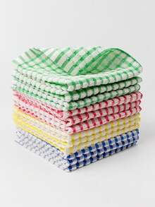 1/5/12 piezas Paños de té de colores aleatorios, Toalla de cocina a cuadros colorida, Paño de limpieza multiusos absorbente y no grasoso para lavar los platos