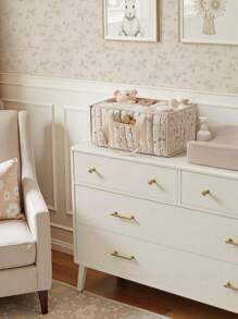 1pc Floral Pattern Diaper Storage Basket, Stylish Nursery Storage Basket - Baby Shower Gift, Essential Baby Supplies, Newborn Necessities, Baby Organizer Basket (Floral Pattern Placement Random) - Floral Beige - View 6