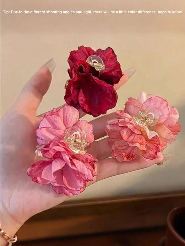 1 pièce Pince à cheveux fleur, pince latérale florale, pince à cheveux, accessoire de cheveux Camélia