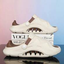 2025 Summer Outdoor Skid-Proof Casual Driving/Sports Sandals For Men, Solid Color Beach Sandals - Rice Coffee - View 1