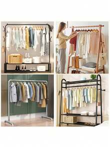 Funda protectora de plástico transparente para perchero de ropa - Perchero autoportante de doble barra con cremallera completa para proteger bolsos y ropa del polvo