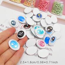 Cute Eyes Glass Cabochons - 10 Pairs Random Oval Flat Back Time Gems For DIY Jewelry Making, Crafts, Animal Toy Eyes