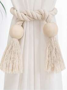 4pcs Magnetic Window Curtain Tiebacks Simple Wooden Tassel Curtain Buckle Curtain Holdback Suitable For Bedroom Living Room Kitchen Home Decoration