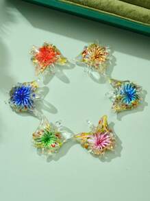 1/6 piezas Decoración aleatoria multicolor de cerámica esmaltada pintada a mano con margaritas y mariposas, adecuada para manualidades de joyería, colgantes, collares, aretes, llaveros, cadenas de teléfono, regalo para familia, parejas y amigos