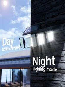 A Pack Of 1 Outdoor Solar Wall Light With 5 Heads, Featuring A Freely Rotating Design For A Wide Illumination Range, 2-Person Sensor, 3 Remote Control Modes, A Large Solar Panel For Charging, Extended Standby Time, Easy Installation, Suitable For Porch Wall Lighting.