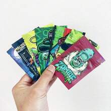 100pcs Cartoon Pattern Zip Lock Pouch,Resealable Waterproof Small Zipper Plastic Bag,Mini Cartoon Design 3D Laser Rainbow Gifts Storage Bag,Smell-Proof Aluminum Foil Candy Gummies Packaging Bag