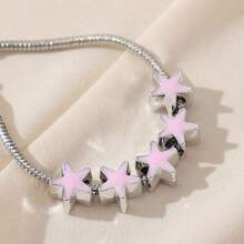 1 件简约时尚五角星串珠可调节链条手链，适合女士，独特且个性化 DIY