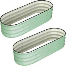 2 Pcs 4.5x2x1ft Oval Raised Garden Bed, Galvanized Raised Beds,Open-Ended Base Metal Raised Planter Beds,Garden Bed Outdoor,Planter Raised Boxes For Vegetables, Flowers,Tool-Free Asse,  4.5x2x1 FT Oval Raised Garden Bed, 2 Pcs Galvanized Raised Beds For Outdoor, Planter Raised Boxes With Open-Ended Base,Large Metal Raised Planter Beds For Vegetables,Flowers,Tool-Free Assembly,White - 綠 - 查看 1