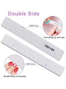 5/15pcs Professional Nail File, 180/100 Grit Natural Emery Board, Double-Sided Washable Fine Textured Nail File, Suitable For Home And Salon Use